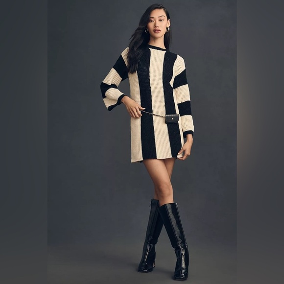 4SI3NNA Long-Sleeve Striped Sweater Mini Dress - Picture 4 of 8